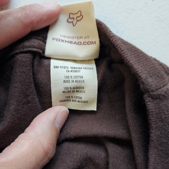 Y2K Fox Men's Brown Motorcross Short Sleeve Tee with Logo - Picture 4 of 4